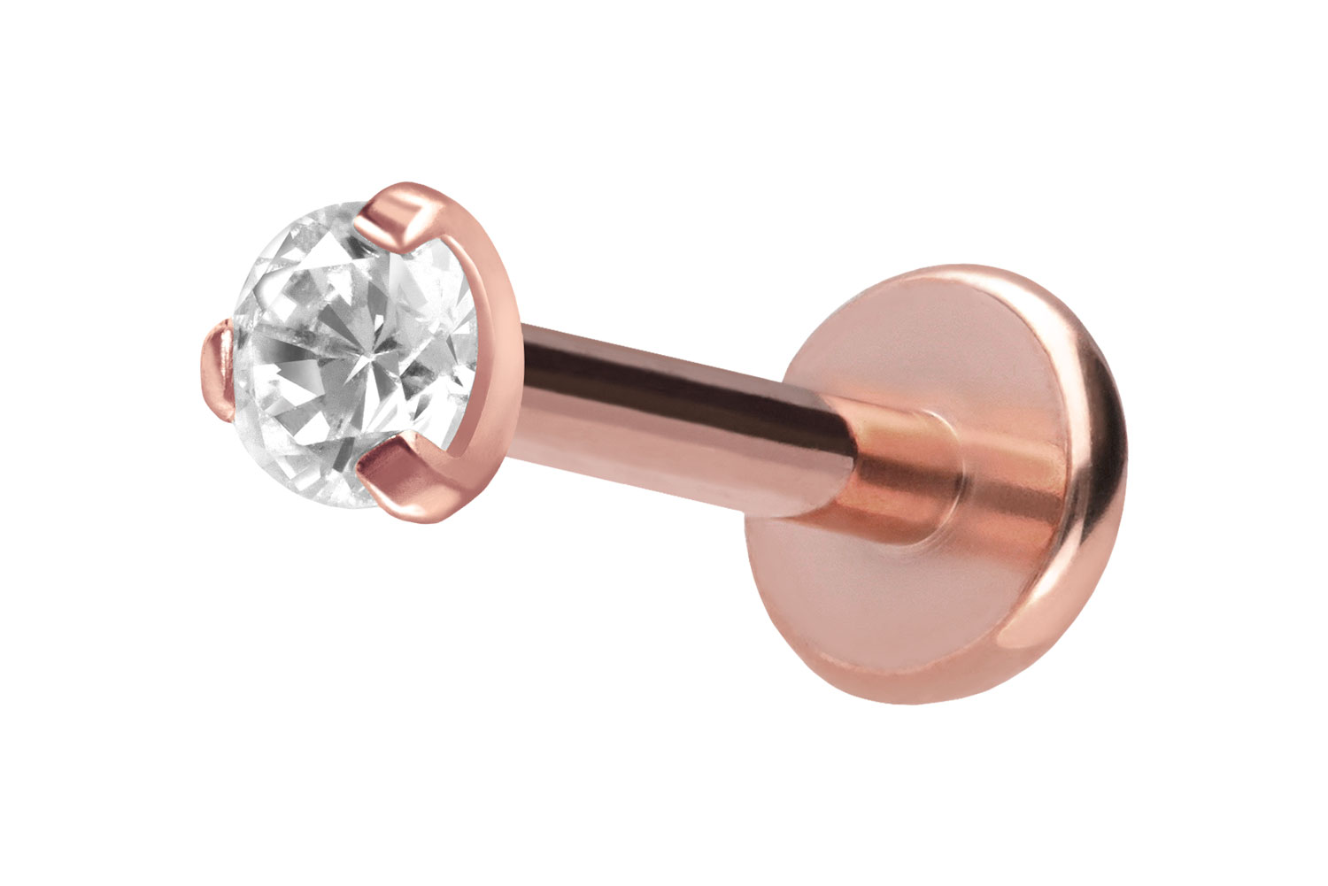 Titan Labret Piercing mit Push Fit EINGEFASSTER KRISTALL